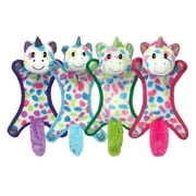 Multipet Ball-Head Unicorn, Plush Dog Toy with Squeaker, Crinkle and Rubber Ball, Assorted Colors, 10 inches