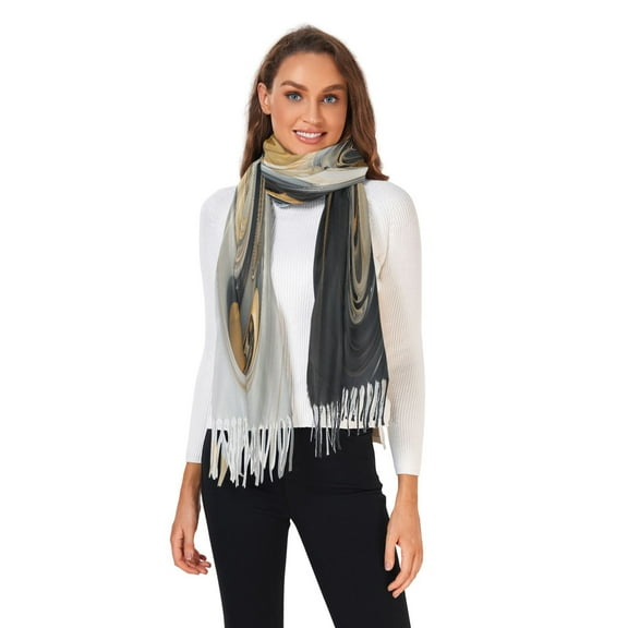 Winter Scarves for Women Black White Gold Tie Dye Fashion Pashmina Shawl Wraps Long Blanket Scarf for Fall Spring