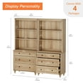 thumbnail image 5 of WAMPAT 72" Bookshelf with 3 Drawers, Tall Bookcase Large Display Book Case Shelf with 3 Tier Open Book Shelves，Library Wooden Bookshelves for Living Room,Office, Bedroom, Oak (2PCS), 5 of 7