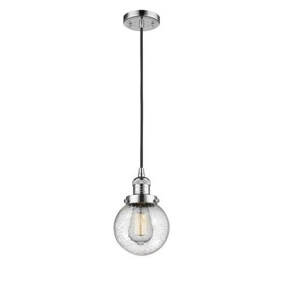201C-PC-G204-6-LED-Innovations Lighting-Beacon-1 Light Mini Pendant in Industrial Style-6 Inches Wide by 9.5 Inches High   Polished Chrome Finish with