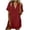 Wine, variant on Kvture Linen Dress for Women V Neck Short Sleeve Lapel Shirt Dress Cotton Mini Dresses Casual Solid Beach Vacation Outfits Wine