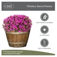 thumbnail image 4 of Whiskey Barrel Planters - Outdoor Flower Pots, 15 Inch, Set of 3 - Distressed Oak Resin Plant Pots with Drainage for Patio, Garden, Porch, 4 of 7