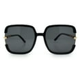 thumbnail image 5 of Womens Oversized Rectangle Floral Chain Arm Designer Fashion Sunglasses All Black, 5 of 7