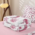 thumbnail image 5 of Homewish Ribbon Bowtie Zipper Twin Comforter Sets with Fitted Sheet and 2 Pillowcases,Cute Ocean Seashell Starfish Zipper Bedding Set For Girls Kids,Pink Reversible,4 Pieces, 5 of 7