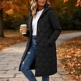 thumbnail image 3 of cocolona Womens Long Quilted Jacket LightWeight Long Sleeve Hooded Zipper Puffer Coat Casual Loose Solid Color Winter Warm Snow Long Outerwear, 3 of 6