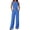 Blue, variant on Women's Two-Piece Linen Blend Set, Cropped Tank Top and Wide Leg Pants Matching Outfit for Summer Vacation and Daily Casual Wear, Solid Color Comfortable Coordinated Ensemble Blackish Green L
