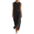 thumbnail image 2 of Women's Solid Linen Sleeveless Long Shift Dress with Side Slit Casual, 2 of 7