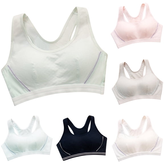 Gymayou Women Lightweight Racerback Sports Bra Wire Free Seamless Padded T-Shirt Workout Bra Breathable Medium Support Athletic Tank Bra Blue L
