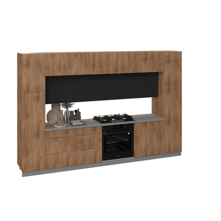 Kitchen Luxe Collection Natural Teak & Black Color Base Size 12Ft Wide