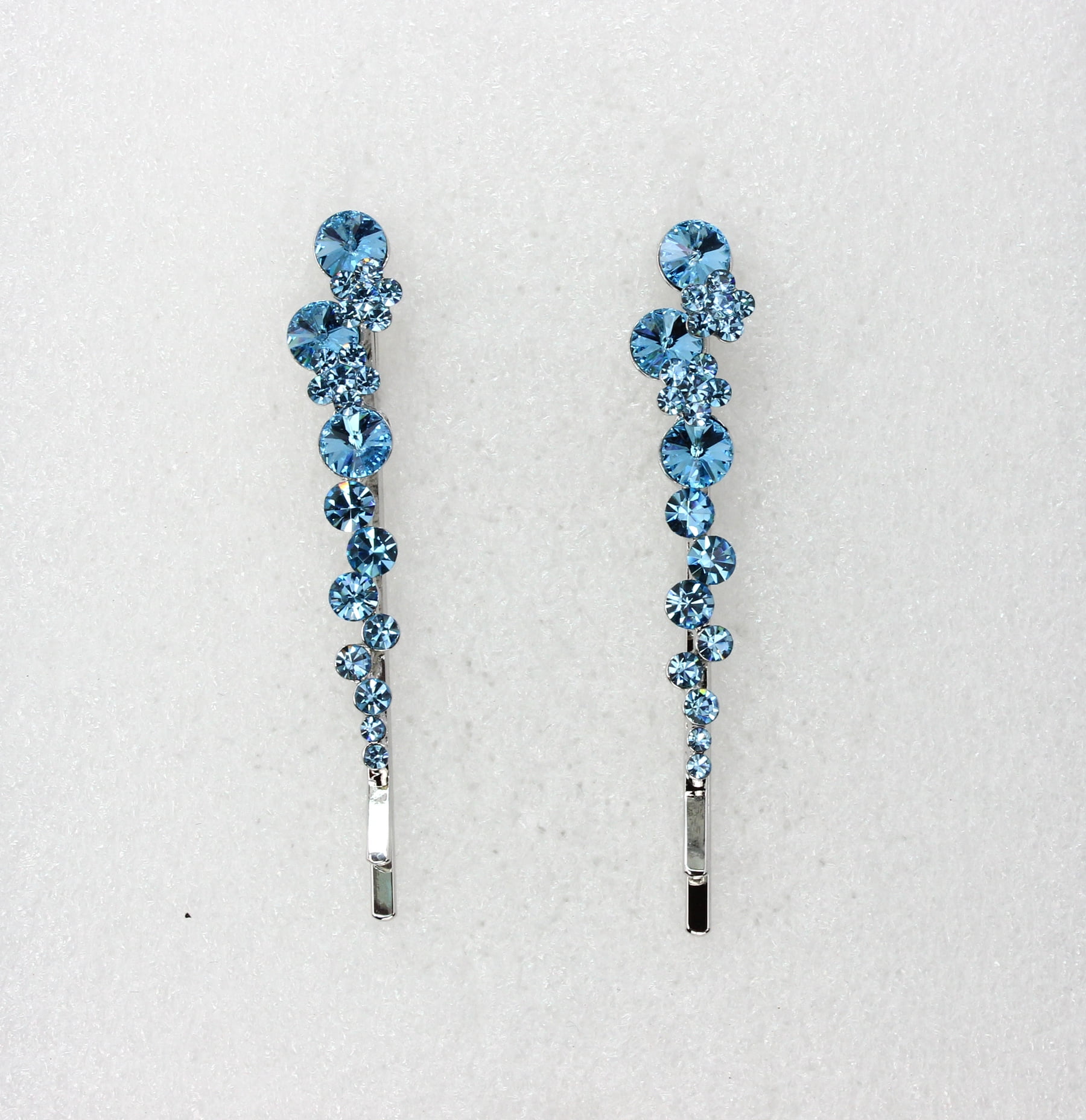 Faship  A Pair Of Aqua Premium Rhinestone Crystal Floral Hair Clips Pins 2 Pcs