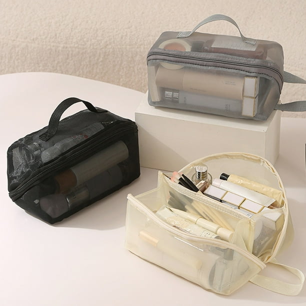 Bolsa de aseo de malla Organizador de viaje Multicapa para cosméticos y varios objetos con gran capacidad y cierre de cremallera
