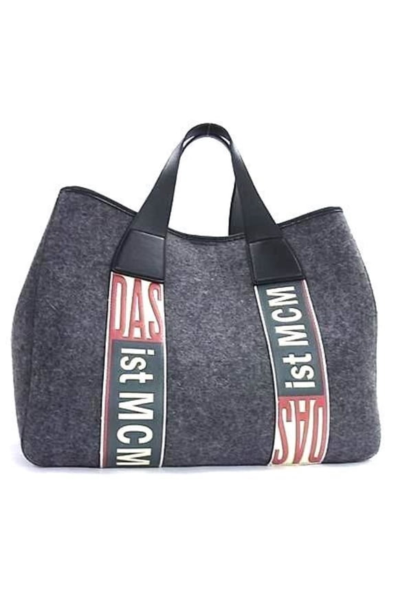 Pre-Owned MCM Stadt Loden Tote Bag MUT8ASD10EP001 in Gray, Black Felt, and Leather for Women