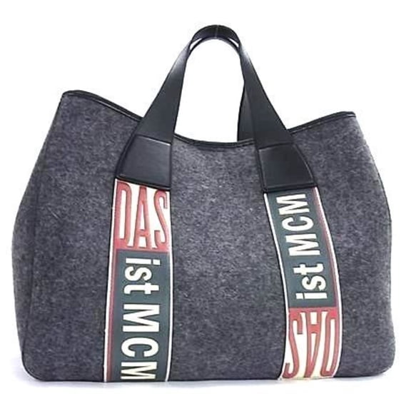 Pre-Owned MCM Stadt Loden Tote Bag MUT8ASD10EP001 in Gray, Black Felt, and Leather for Women