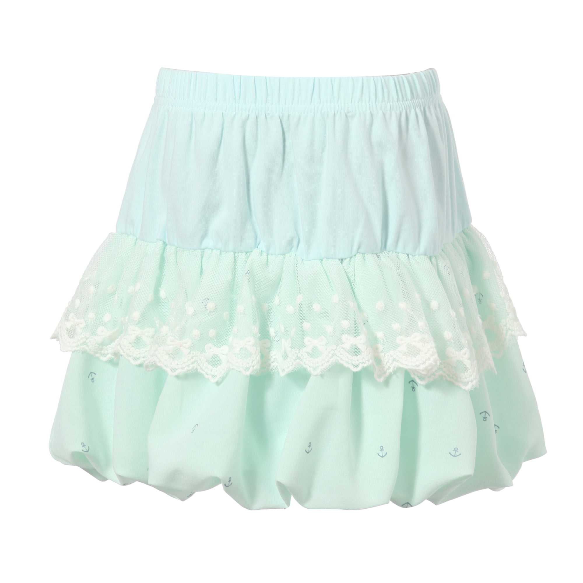Richie House Girls' Multilayered Skirt with Lace RH0251