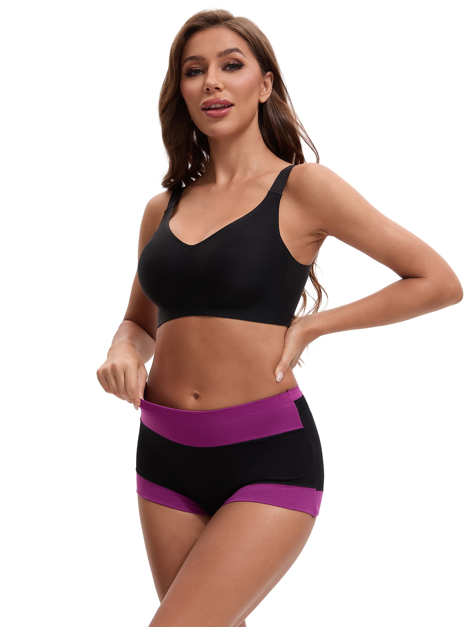 Unique Bargains Women's High Waisted Loose Classic Full Coverage Briefs L Purple