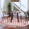 thumbnail image 3 of Pink Spring Floral Round Area Rug 8Ft Washable Large Circle Rugs for Living Room Dorm, Watercolor Flowers Butterfly Checkered Non-Slip Carpet Floor Mats Indoor Outdoor Carpet Runner Home Decor, 3 of 8