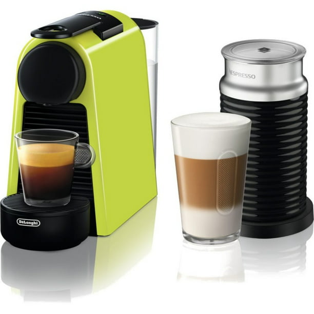 Nespresso De'Longhi Essenza Mini Single-Serve Espresso Machine in Lime Green Aeroccino Milk Frothier in Black - Walmart.com