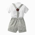 thumbnail image 4 of Toddler Boy Clothes Suit Formal Dress Gentleman Suspender Bow Tie Shirt and Shorts Set Little Boy Outfits Summer Clothes Suit Size 12M-6Y, 4 of 7