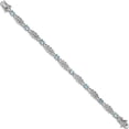 thumbnail image 2 of Sterling Silver Rhodium-Plated Aquamarine & Diamond Bracelet (7 X 7) Made In Thailand qx877aq, 2 of 5