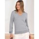 thumbnail image 5 of Suéter de Larga con Cuello en V para Mujer, Estilo Casual Clásico de Otoño, Suave y Holgado, Básico, Tipo Jersey Plateado L, 5 of 10