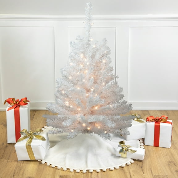 Northlight Pre-Lit Medium Snow White Artificial Christmas Tree - 3' - Clear Lights