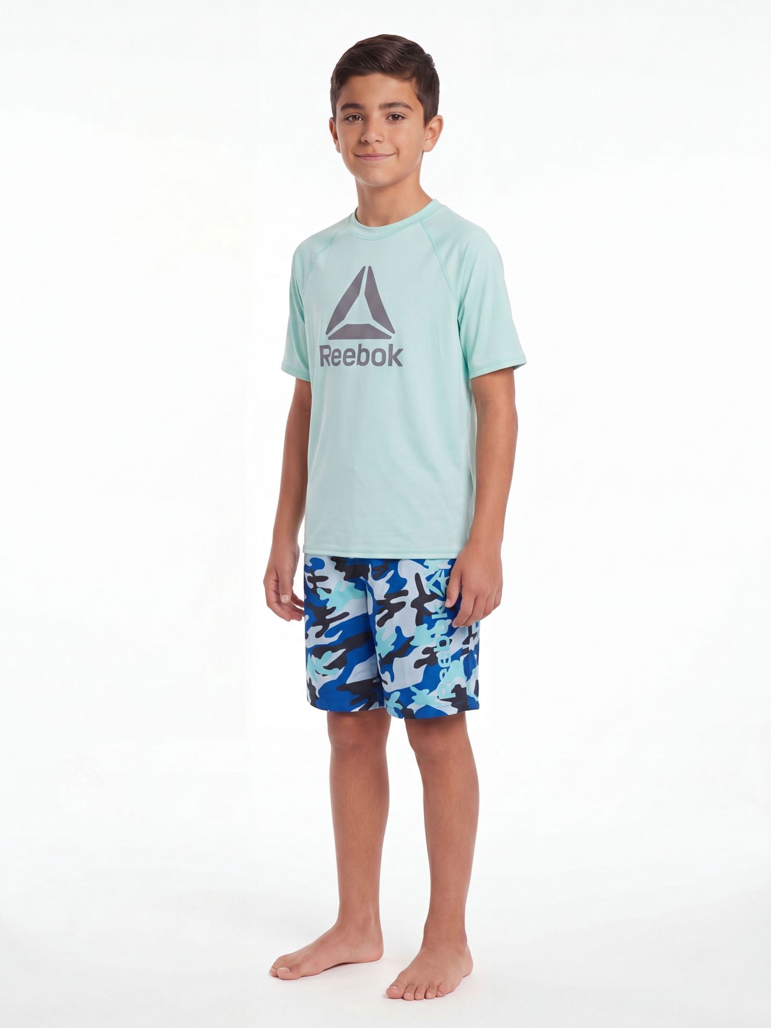 Reebok Boys Short Sleeve Rashguard with UPF 50+ Protection, Sizes 4-18