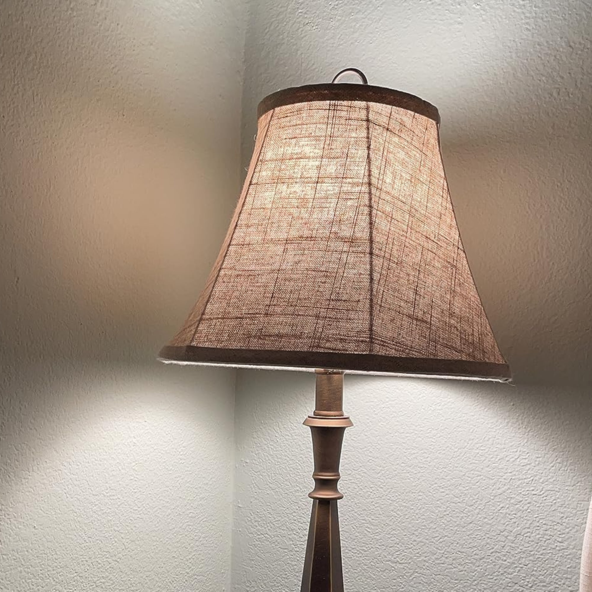 TOOTOO STAR Small Brown Lamp Shade for Table Lamps-Bell Bedside Lampshade