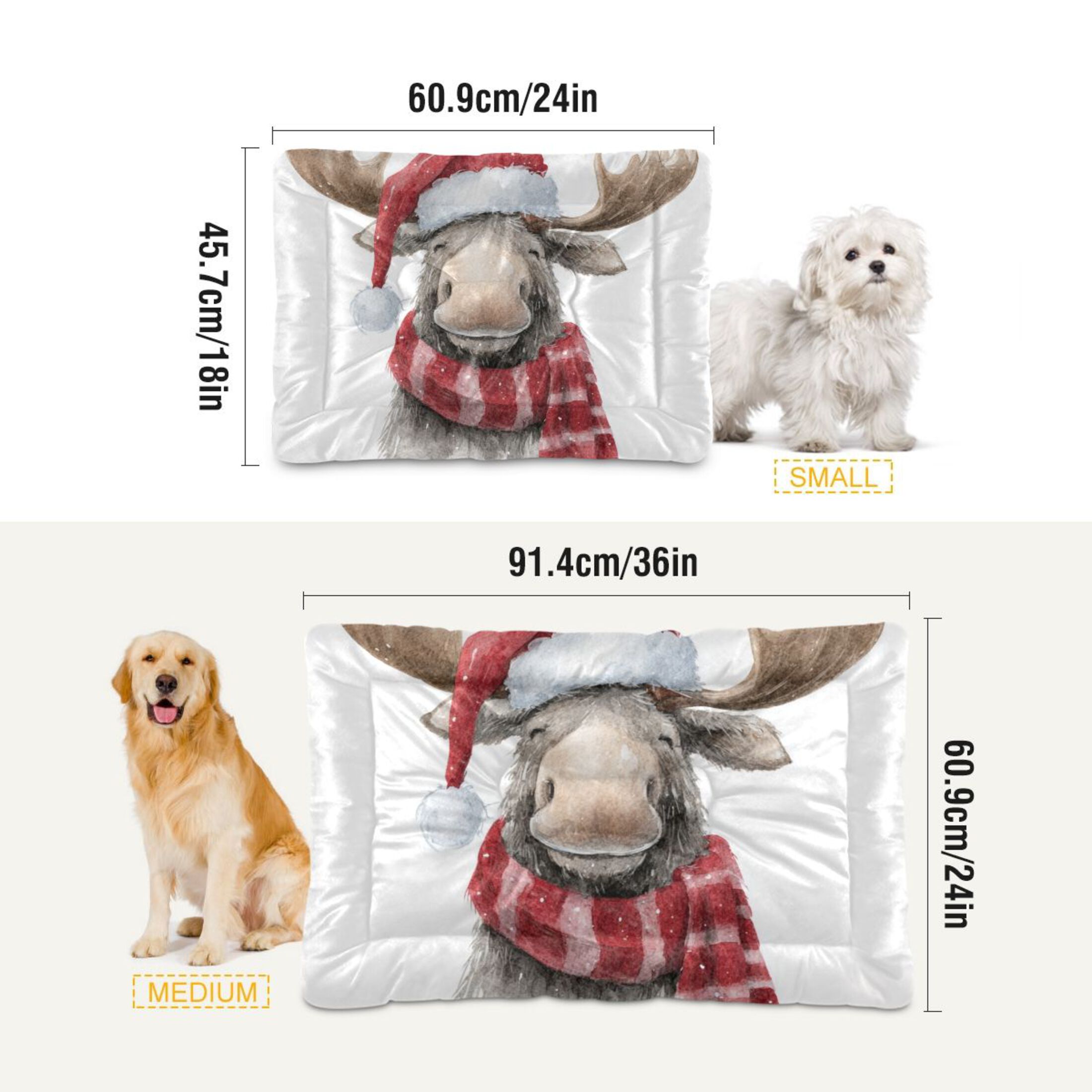 Cozy Mat Pet Bed Indoor Outdoor Warm Soft For Cat Dog Puppy(S/M) Christmas Hat Scarf Reindeer