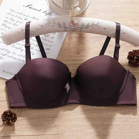 Wireless Bras Plus Size  Xunlbb Women s Daily Adjustable Underwear Gathered Thin Bra Without Steel Ring(Coffee 34)
