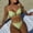 Green, variant on Women Textured Ruffled Bikini Set, Metal U Bar Front Spaghetti Straps Tie Side High Cut Solid Two Piece Beach Swimsuit