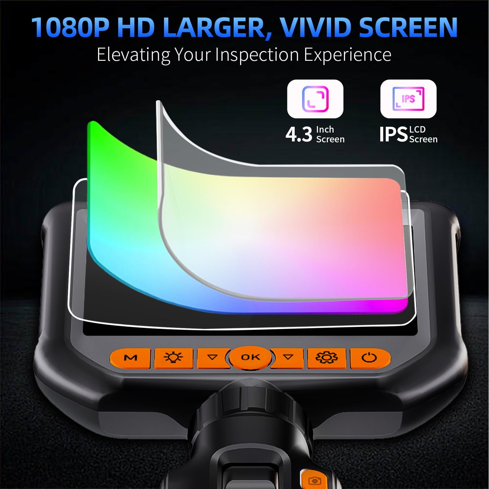 Daxiongmao 4.3Inch Screen Two-Way Articulating Borescope with 32G Card, 1080 HD 3.3ft Semi-Rigid Cable, Borescope Endoscope Camera with Light, IP67 Waterproof Sewer Camera, Gadgets for Men
