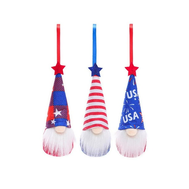 Sonducket 3 uds. Adornos colgantes del Día de la Independencia rayas rojas y azules estrella de cinco puntas muñeco de peluche regalos para niños Ropa, zapatos y accesorios Miscelánea No.2