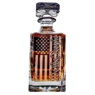 ZPAQI Whiskey Decanter Engraved We the People American Flag Excluding Wine Glasses