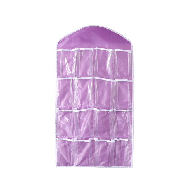 Bolsa de almacenamiento colgante a prueba de polvo, visible, con 16 rejillas, multifunción, organizador de calcetines, sujetadores y ropa interior para dormitorio.