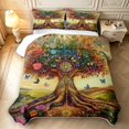 thumbnail image 2 of Homewish Colorful Nature Tree Twin Quilt Set,Romantic Butterflies Floral Twin Coverlet Set,Yellow Green,Black Reversible,2pcs, 2 of 7