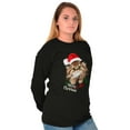 thumbnail image 4 of Cute Santa Cat Meowy Christmas Pun Plus Size Long Sleeve Graphic Tee Shirt Brisco Brands 3X, 4 of 5