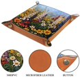 thumbnail image 3 of Women Girls Leather Square Dish Trinket Plate Jewelry Tray for Mothers Day Birthday Gift, Colorful Wildflowers Pattern, 3 of 6