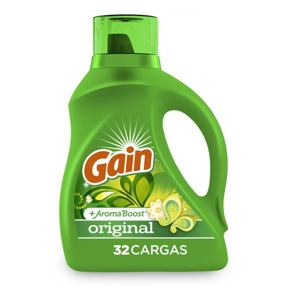 Detergente Líquido GAIN Original, Aroma Limpio y Fresco, Elimina Manchas y Suciedad Adherida, 32 Lavadas (1,3 l)
