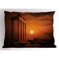 thumbnail image 1 of Ancient Pillow Sham Antique Ancient Style Rome Empire Monuments Columns Statues with Sun Picture, Decorative Standard Queen Size Printed Pillowcase, 30 X 20 Inches, Orange and White, by Ambesonne, 1 of 2