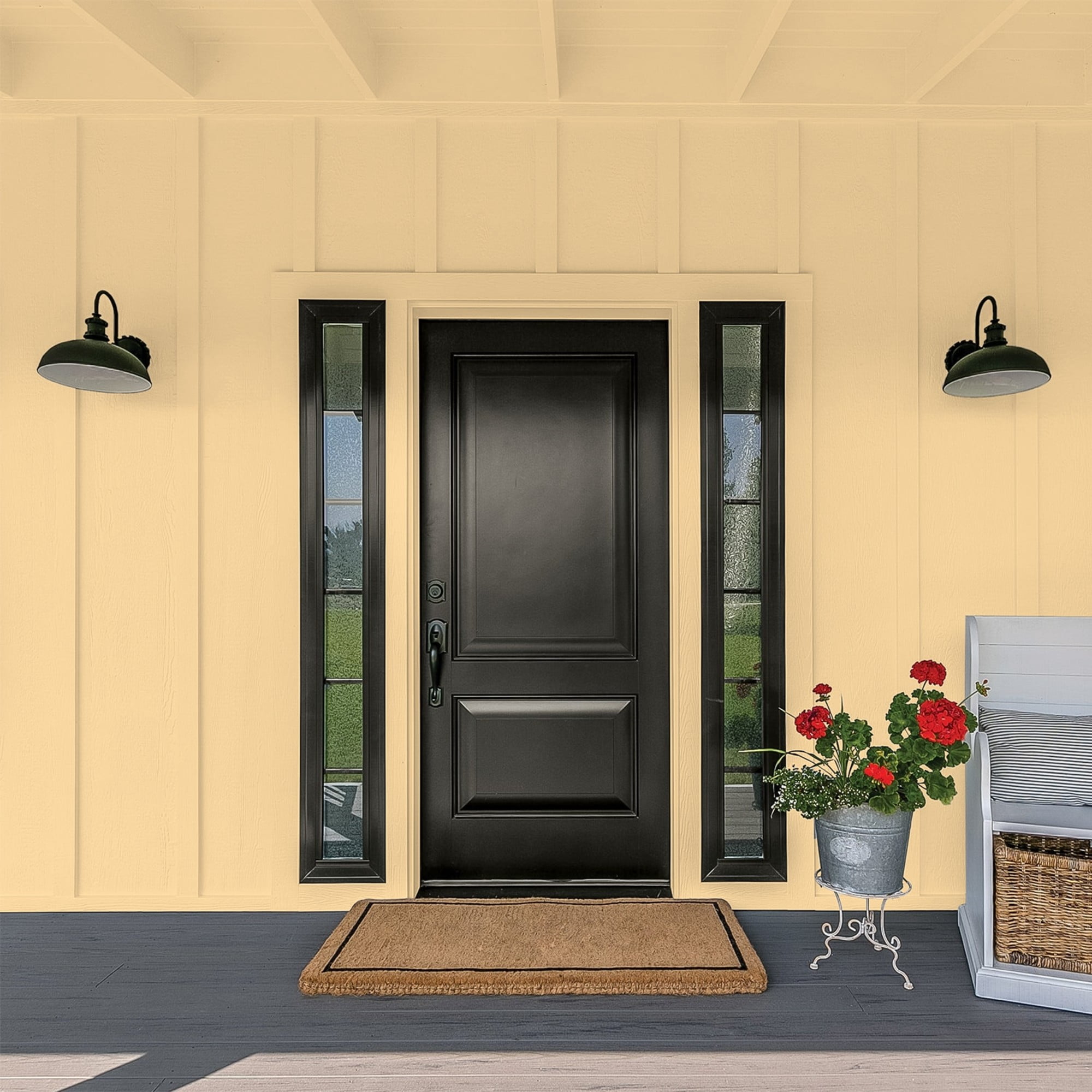 Glidden One Coat Halo / Yellow Flat Exterior Paint with Primer, 5 Gallon