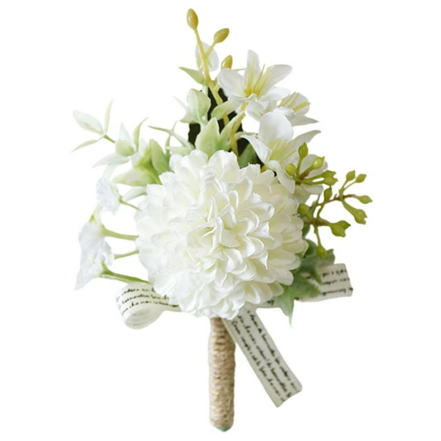 Ramillete de muñeca con boutonniere, ramillete artificial para el novio, fiesta de graduación y padrinos de boda C pecho