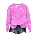 thumbnail image 4 of GUZOM Womens Valentine's Day Sweatshirt, Pink Heart Print Long Sleeve Crew Neck, 100% Polyester Soft Relaxed Fit S-5XL,Size 5XL, 4 of 5