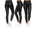 thumbnail image 2 of Women Stretchy Faux PU Leather Pants High Waist Skinny Leggings Elastic Ladies Plus Size Trousers, 2 of 7