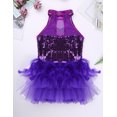 thumbnail image 2 of vastwit Robe de Danse Latine Jazz à Sequins pour Filles, Justaucorps, Costume de Performance, Violet 10, 2 of 6