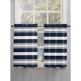 thumbnail image 3 of Navy Blue Gray Stripe Kitchen Curtains 54 Inches length, Modern Farmhouse Horizontal Striped Window Treatment Curtain Drapes, Decorative Window Curtains for Bedroom Cafe, 52"x54", 2 Panels, 3 of 7