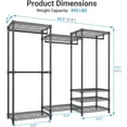 thumbnail image 4 of VIPEK V5 Heavy Duty Portable Closet Wardrobe, 890LB Capacity Clothing Rack with 8 Shelves & 4 Hanging Rods, Freestanding Adjustable Storage Unit, Black, 4 of 10