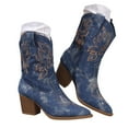 thumbnail image 6 of Leozcaa Women's Cowboy Boots Mid Calf Cowgirl Boots Pointed Toe Chunky Heel Embroidery Western Boots, 6 of 9