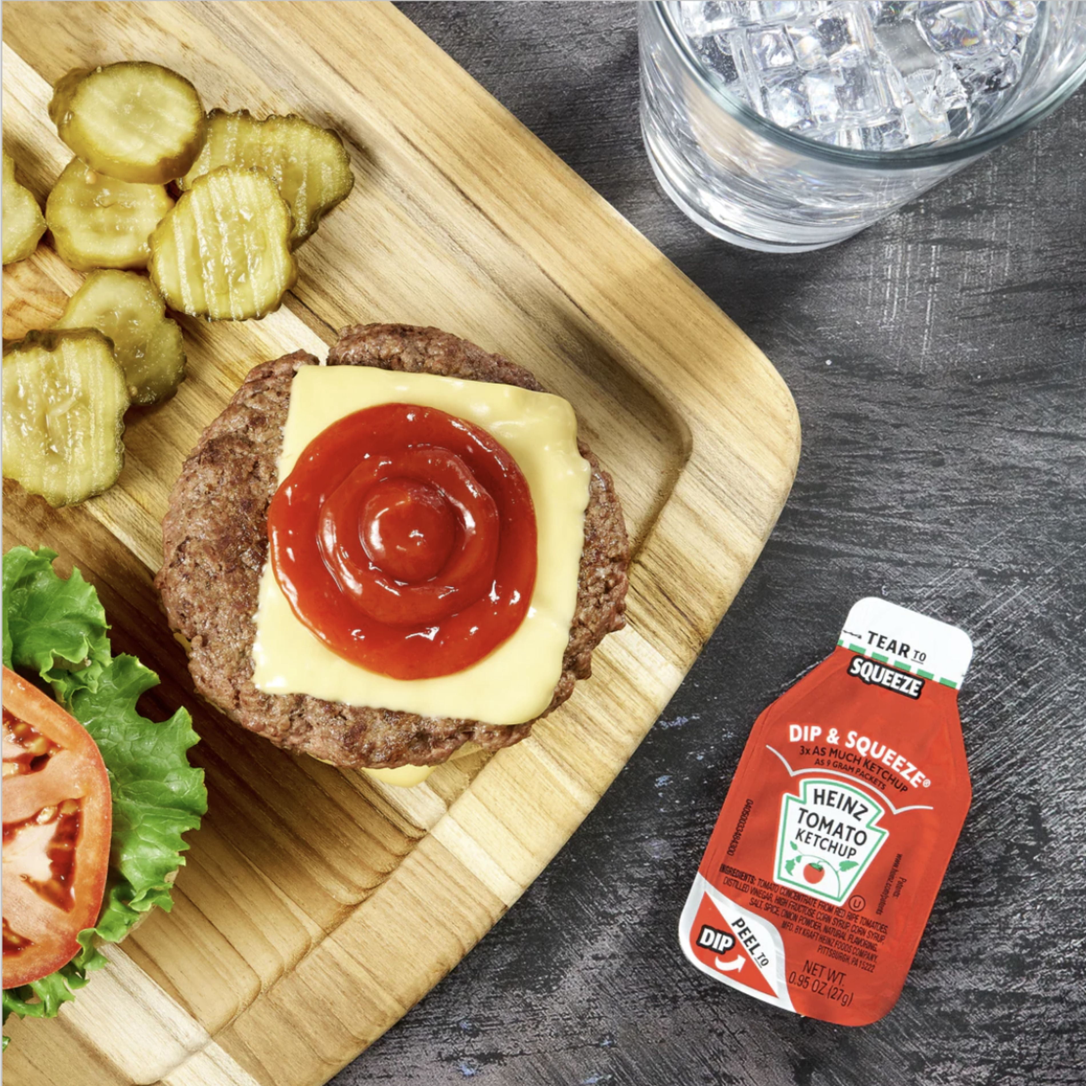 Heinz Tomato Ketchup Dip & Squeeze Packets – 0.95 oz Each (Pack of 20) – Peel to Dip or Tear to Squeeze, Single-Serve Condiment