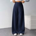 thumbnail image 2 of Wide Leg Suit Pants for Women High Waist Casual Relaxed Fit Side Zipped Business Dress Solid Color Trousers (S, Blue), 2 of 6