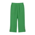 thumbnail image 4 of Wensltd Women Capri Pants Elastic Waist Button Detail Split Hem Soft Lightweight Casual Wear With Pockets, 4 of 5